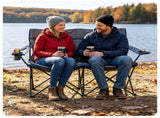 Navy Dual Person Heated Folding Camping Chair 4 Heating Zones 3 Temperature Levels, Heavy Duty 660 95735414