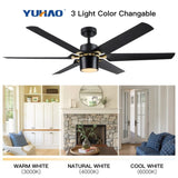 ZUN Modern 60" Integrated LED Light Ceiling Fan with Remote Control W136760767