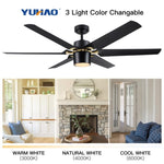 ZUN Modern 60" Integrated LED Light Ceiling Fan with Remote Control W136796055