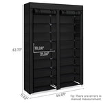 ZUN FCH Double Row 10-Tier Non-Woven Fabric Shoe Cabinet with Iron Pipes and Plastic Components, Black 42943411