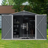 ZUN Outdoor Storage Shed 6 x 4 FT Large Metal Tool Sheds, Heavy Duty Storage House Sliding Doors W2911P205898