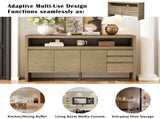U_Style 60" 3-Door Sideboard with 3 Drawers - Modern Solid Ash Veneer MDF Sideboard, Semi-Open Shelf N711P289141O