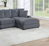 Living Room Furniture 1pc Ottoman Dark Gray Corduroy Soft Cushion Cocktail Ottoman Wood Legs B011P211061