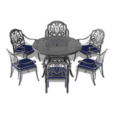 48-inch Cast Aluminum Patio Dining Table with Black Frame and Umbrella Hole W1710P166023