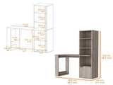 Broadmoor Computer Desk with 4-Tier Bookcase and 1-Door Cabinet Gray B062111730