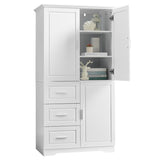 ZUN Tall and Wide Storage Cabinet with Doors for Bathroom/Office, Three Drawers, White 17634715