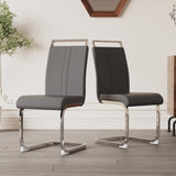 ZUN Modern Dining Chairs,PU Faux Leather High Back Upholstered Side Chair with C-shaped Tube plating 10656588