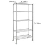5-Tier NSF-Certified Steel Wire Shelving with Wheels Chrome 74365237