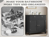 Black particleboard with melamine veneer, 60*30*80cm, double doors, single drawer, bathroom vanity 30274600