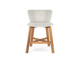 Lymington Outdoor Bar Stool, Teak Finished Wood with Light Grey Wicker, Set of 2 N775P278094G