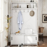 Hall Tree with Top Shelf and Storage Bench, Hallway Shoe Cabinet with Sliding Doors, Coat Rack with W1307P175739
