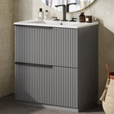 30" Bathroom Vanity with Ceramic Sink and Full-Extension Drawers, Freestanding Bathroom Vanity with N817P288915G