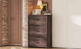 ZUN Retro American Country Style Wooden Dresser with 5 Drawer, Storage Cabinet for Bedroom, Dark Walnut WF324089AAD