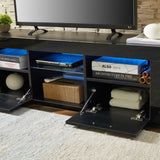 ZUN Black morden TV Stand with LED Lights,high glossy front TV Cabinet,can be assembled in Lounge Room, 57168670