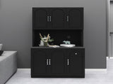 71" Kitchen Pantry Storage Cabinet with Microwave Oven Countertop, Freestanding Hutch Cabinet with W282P170918