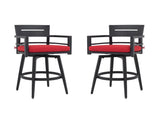 Modern Outdoor 2-Piece Swivel Bar Chairs Aluminum Frame with Ember Black, 360&deg Swivel, Ergonomic 72646110