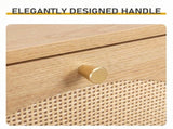 Rattan-fronted 3-tier shoe cabinet, particleboard, 54*24*135 cm, natural wood color 94233130