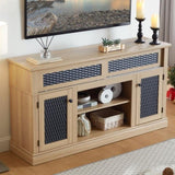 Embossed Pattern TV Stand, TV and Media Console with Open and Closed Storage Space and sliding door W1758P231685