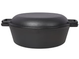 2 in 1 Pre-Seasoned Cast Iron Dutch Oven With Dual Handles, Outdoor Camping Deep Pot for Camping 04435984