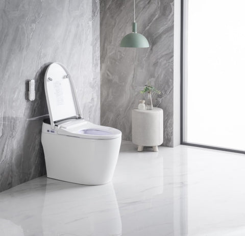 ZUN Elongated Smart Toilet with Elongated Heated Bidet Seat, Intelligent Toilet with Bidet Built-in, W2826P199068