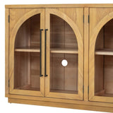 4-Door Large Storage Sideboard Buffet Cabinet with Glass Doors, Arched Cabinet with Adjustable 40712031