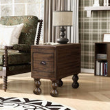 Solid Wood End Table, Rectangle 23.6 inch Narrow Side Table with Drawer, Vintage Bedside Table W1202P176734