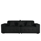 ZUN Black, Velvet cloth Modern Indoor Sofa With Three Pillows, 93.50"*35.23"*30.70" 57782295