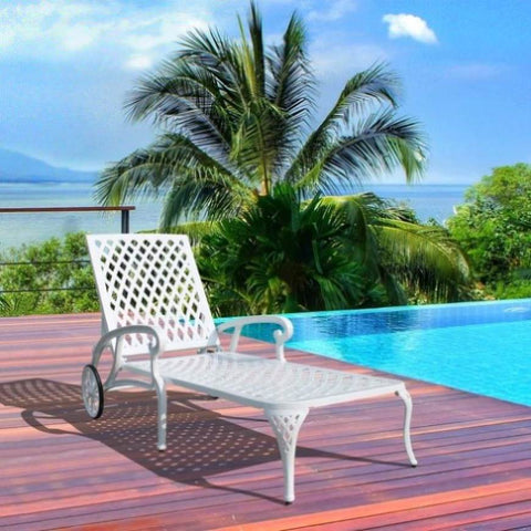 ZUN Aluminium Cast lounge chair 1pcs white W640P186861