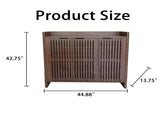 Walnut Entryway Shoe Storage Cabinet with Slatted Doors, Modern Wooden Hallway Console Table with W3417P524604