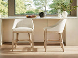 Newport 30.5" Coastal Curved Back Upholstered Barstool, Two-Tone Neutral Gray Polyester Wool Blend B2719P391775