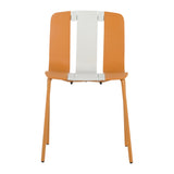 Summer - 4-Pack Modern Striped Color Block Chairs Indoor/Outdoor PP Plastic Seat & Sturdy Metal W3450P322866