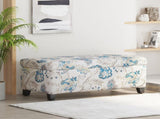 Luxury Storage Ottoman with Floral Patterned Fabric, Soft-Close Hinges, Multi-Functional Footrest & N767P257582M