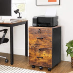 ZUN 2-Drawer Rolling Wood File Cabinet with Lock, Brown & Black 43214001