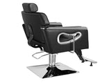 PVC Leather Cover Galvanized Square Tray with Footrest Retractable Barber Chair 300.00lbs Black 11736312