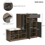 ZUN ON-TREND 2-in-1 Shoe Storage Bench & Shoe Cabinets
, Multi-functional Shoe Rack with Padded Seat, WF314405AAE