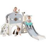 ZUN 7 in 1 Toddler Slide Set, Freestanding Spaceship Set with Slide, Kids Slide Playset Structure, Arch N710P173044E