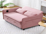 65.74-inch pink letter striped fabric multi-functional sofa bed, suitable for bedrooms and living W3371P311783