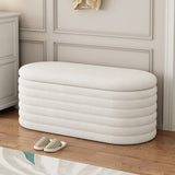 Storage Chenille Ottoman Bench Upholstered Fabric Storage Bench End of Bed Stool with Safety Hinge W2336P251192