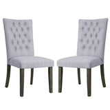 Set of 2 Gray Linen Upholstered Side Chairs, Gray Oak Finish B016P314467