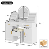 47.2" Makeup Vanity Mirror and Light, Vanity Desk Cushioned Storage Stool, Dressing Table 41364070