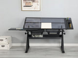 black adjustable tempered glass drafting printing table with chair 43921214