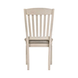 Set of 2 Dining Chairs with Slat Back, Tan Fabric and Cream Finish B016P314583
