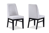 2pc Contemporary Upholstered Side Chair White Textured Fabric Upholstered High Back Cushioned Seat B011P241349