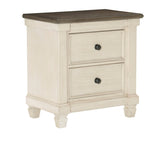 Transitional Rustic Style 1pc Nightstand of 2x Drawers Antique White and Rosy Brown Bedroom B011P243642