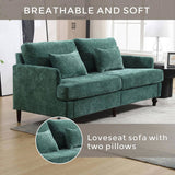 COOLMORE Mid Century Modern chenille Fabric Loveseat sofa, 2-Seat Upholstered Loveseat Sofa Modern W395P151896