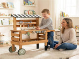2-in-1 Wooden Kids Tool Bench & Rolling Cart Pretend Play Workshop Toy for Toddlers Age 3 72208731