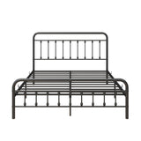 ZUN Metal Bed Frame Queen Size Platform No Box Spring Needed with Vintage Headboard and Footboard 46158594