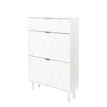 ZUN Shoe Cabinet, Free Standing Tipping Bucket Shoes Storage Cabinet with 3 Flip Drawers, Narrow Shoe W1778132463