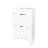 ZUN Shoe Cabinet, Free Standing Tipping Bucket Shoes Storage Cabinet with 3 Flip Drawers, Narrow Shoe W1778132463