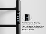 Black 18.7" Heated Rack for Bathroom,Wall Mounted with Intelligent Touch Screen Timer, 6-Bar 61881473